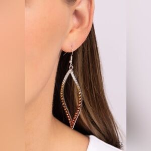 Paparazzi Admirable asymmetry  Silver and Brown Teardrop Earrings